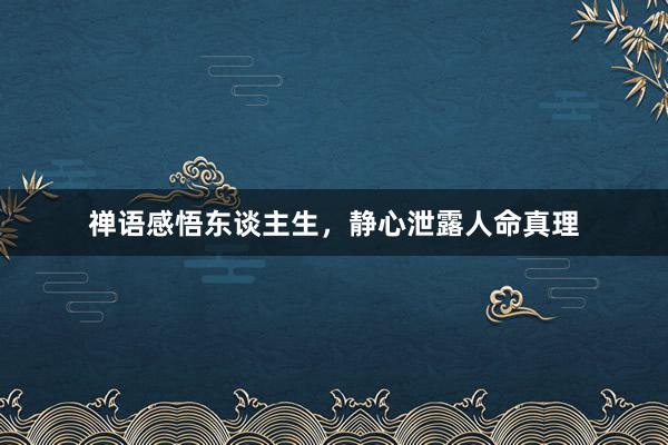 禅语感悟东谈主生，静心泄露人命真理
